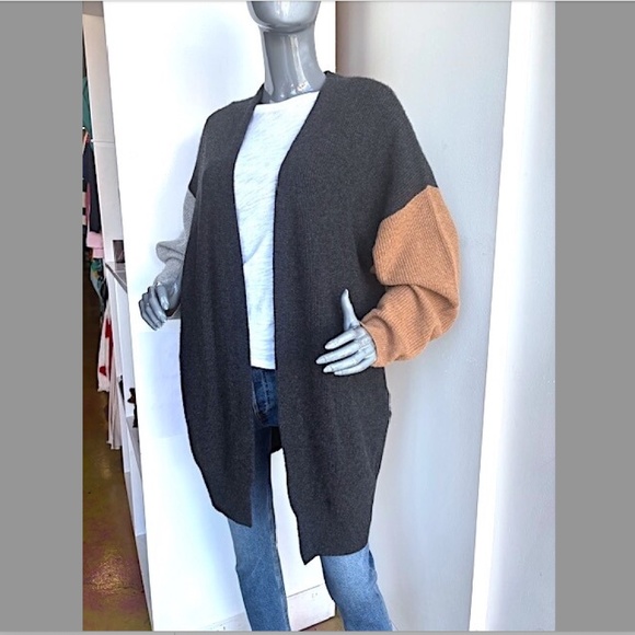 SPLENDID Collection Cashmere Open-Front Color-Blocked Cardigan EUC/sz L - Picture 2 of 12